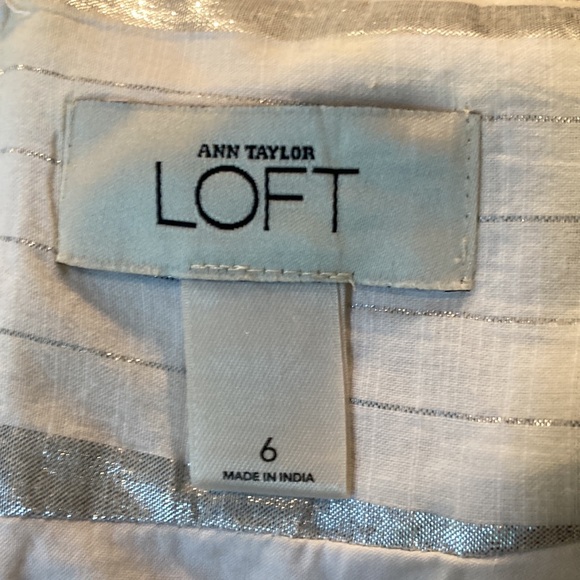 Loft White and Silver Cotton Skirt Size 6 - Picture 8 of 9